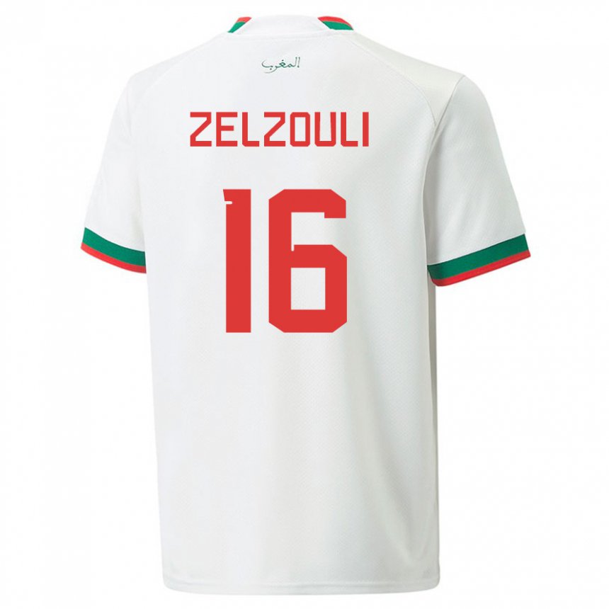 Enfant Maillot Maroc Abdessamad Zelzouli #16 Blanc Tenues Extérieur 22-24 T-shirt Suisse