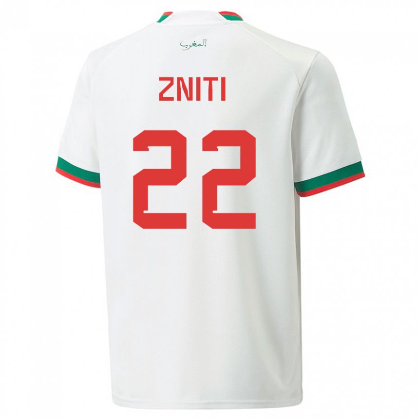 Kinder Marokkanische Anas Zniti #22 Weiß Auswärtstrikot Trikot 22-24 T-shirt Schweiz