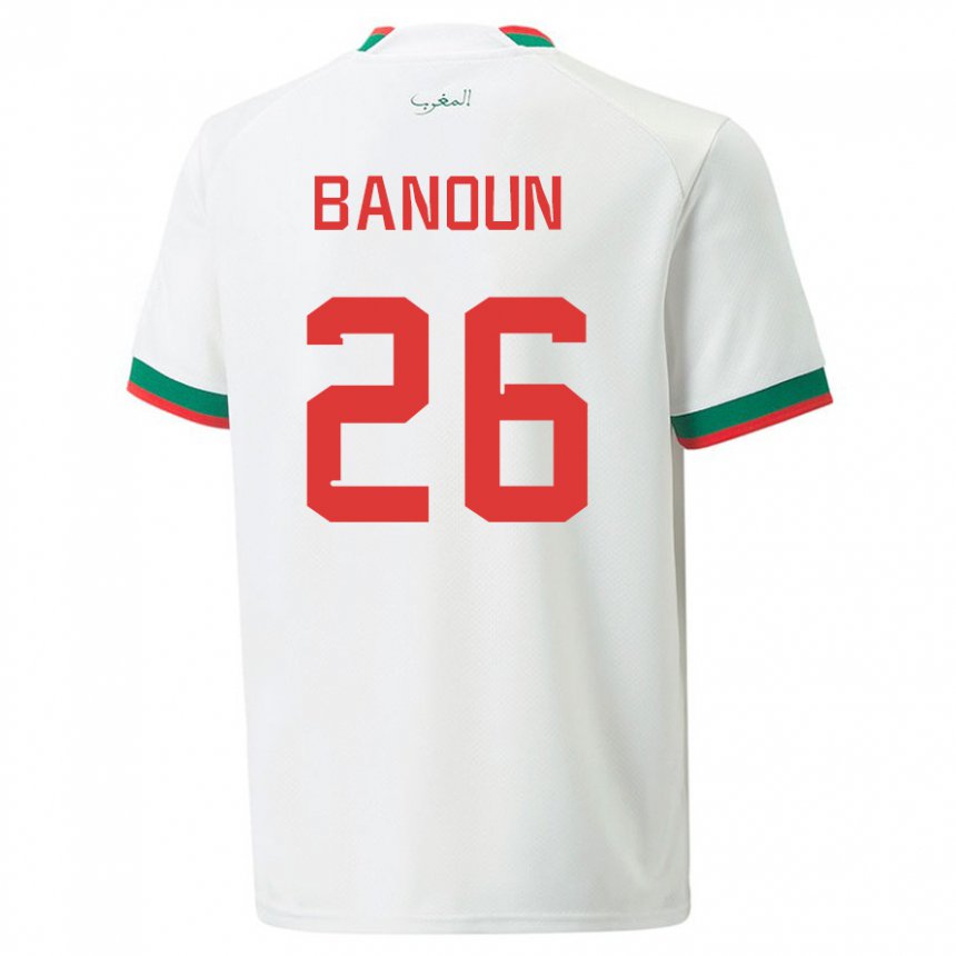 Enfant Maillot Maroc Badr Banoun #26 Blanc Tenues Extérieur 22-24 T-shirt Suisse