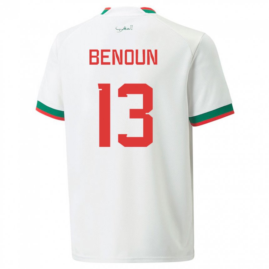 Enfant Maillot Maroc Badr Benoun #13 Blanc Tenues Extérieur 22-24 T-shirt Suisse