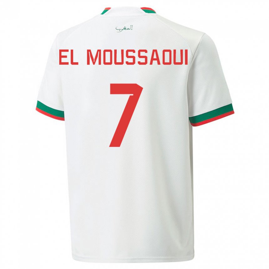 Kinder Marokkanische Hamza El Moussaoui #7 Weiß Auswärtstrikot Trikot 22-24 T-shirt Schweiz