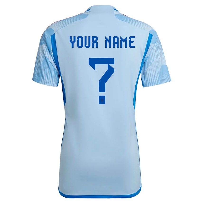 Enfant Maillot Espagne Votre Nom #0 Bleu Ciel Tenues Extérieur 22-24 T-shirt Suisse