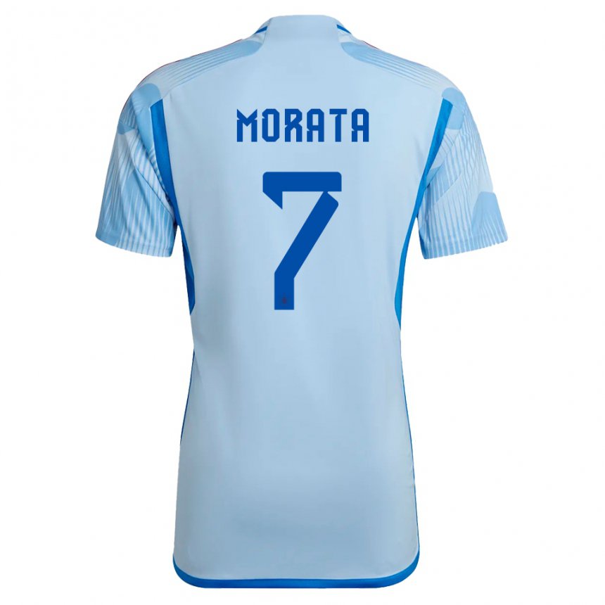 Enfant Maillot Espagne Alvaro Morata #7 Bleu Ciel Tenues Extérieur 22-24 T-shirt Suisse