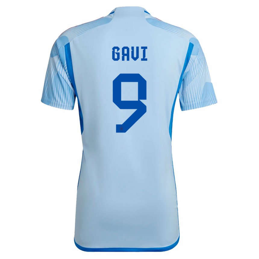 Enfant Maillot Espagne Gavi #9 Bleu Ciel Tenues Extérieur 22-24 T-shirt Suisse