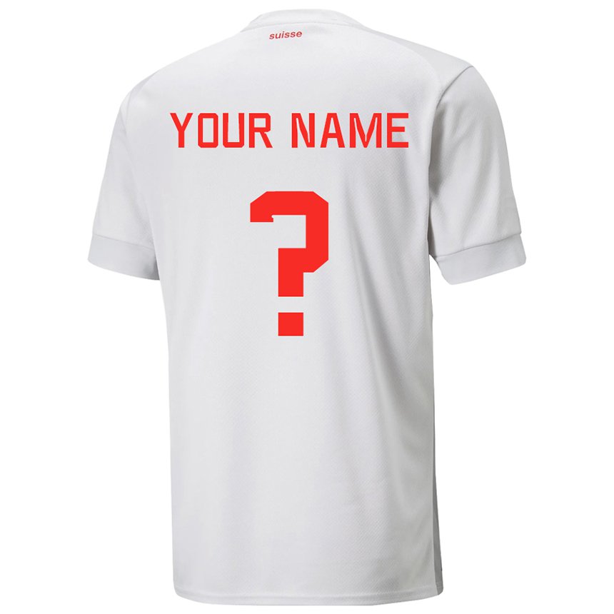 Enfant Maillot Suisse Votre Nom #0 Blanc Tenues Extérieur 22-24 T-shirt Suisse