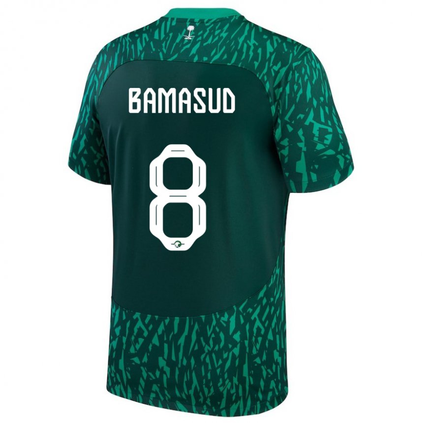 Kinder Saudi-arabische Ahmed Bamasud #8 Dunkelgrün Auswärtstrikot Trikot 22-24 T-shirt Schweiz