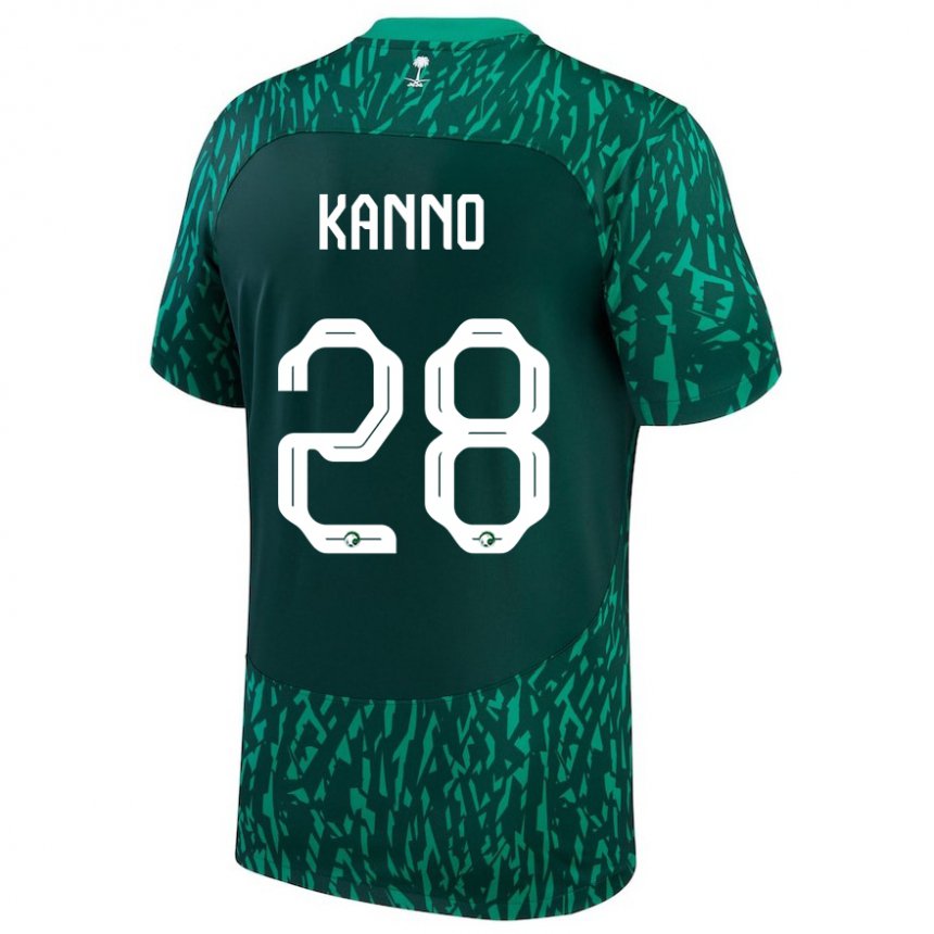 Enfant Maillot Arabie Saoudite Mohamed Kanno #28 Vert Foncé Tenues Extérieur 22-24 T-shirt Suisse