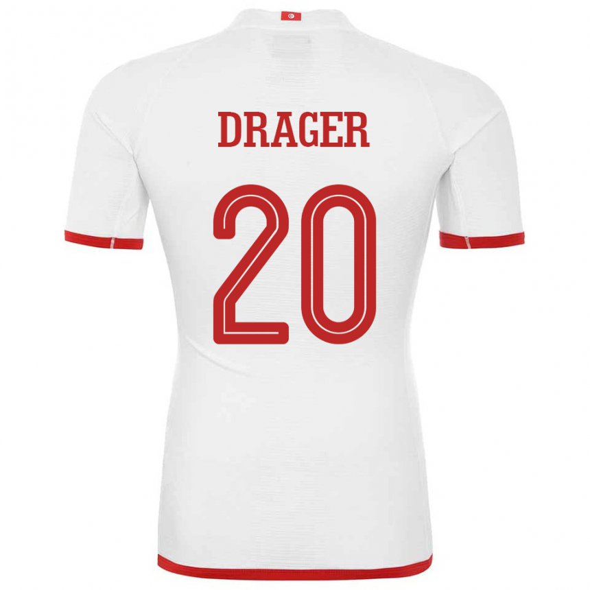 Kinder Tunesische Mohamed Drager #20 Weiß Auswärtstrikot Trikot 22-24 T-shirt Schweiz