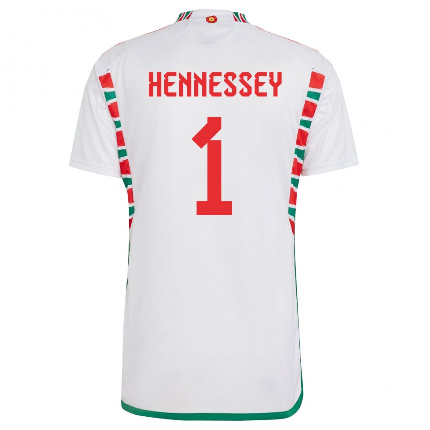 Kinder Walisische Wayne Hennessey #1 Weiß Auswärtstrikot Trikot 22-24 T-shirt Schweiz