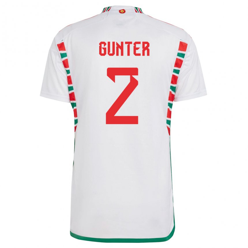 Enfant Maillot Pays De Galles Chris Gunter #2 Blanc Tenues Extérieur 22-24 T-shirt Suisse