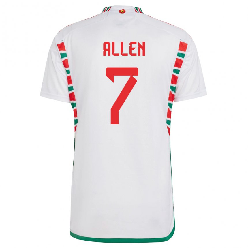 Enfant Maillot Pays De Galles Joe Allen #7 Blanc Tenues Extérieur 22-24 T-shirt Suisse