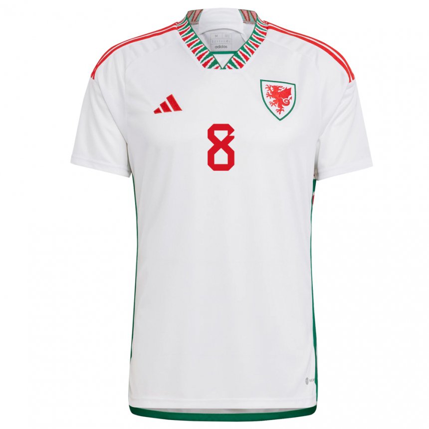 Kinder Walisische Matt Smith #8 Weiß Auswärtstrikot Trikot 22-24 T-shirt Schweiz