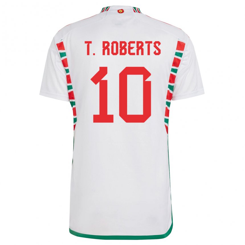 Kinder Walisische Tyler Roberts #10 Weiß Auswärtstrikot Trikot 22-24 T-shirt Schweiz