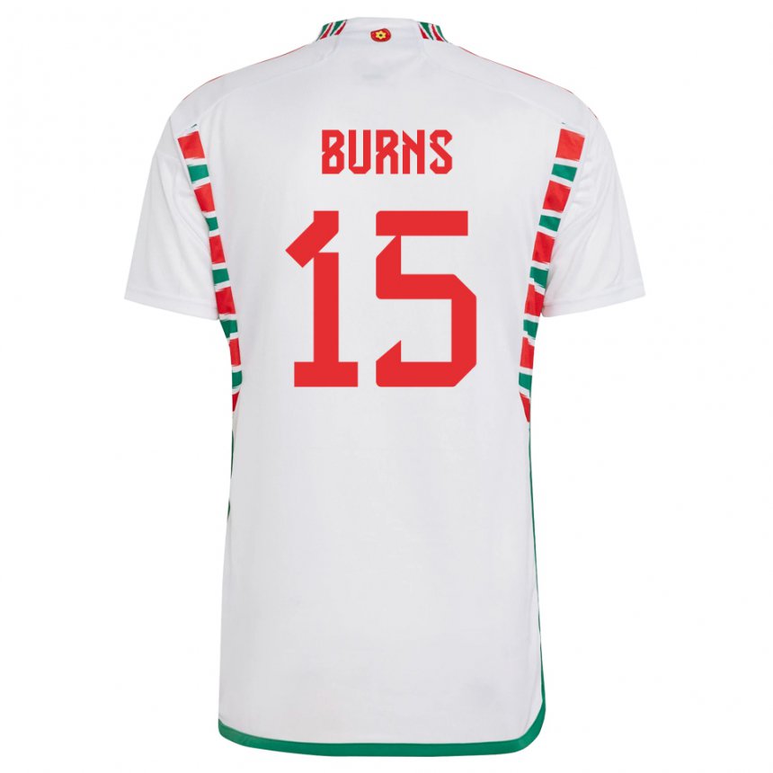 Enfant Maillot Pays De Galles Wes Burns #15 Blanc Tenues Extérieur 22-24 T-shirt Suisse