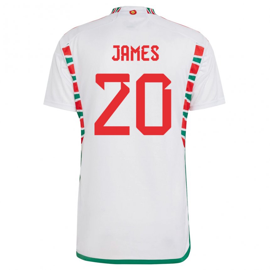 Kinder Walisische Daniel James #20 Weiß Auswärtstrikot Trikot 22-24 T-shirt Schweiz