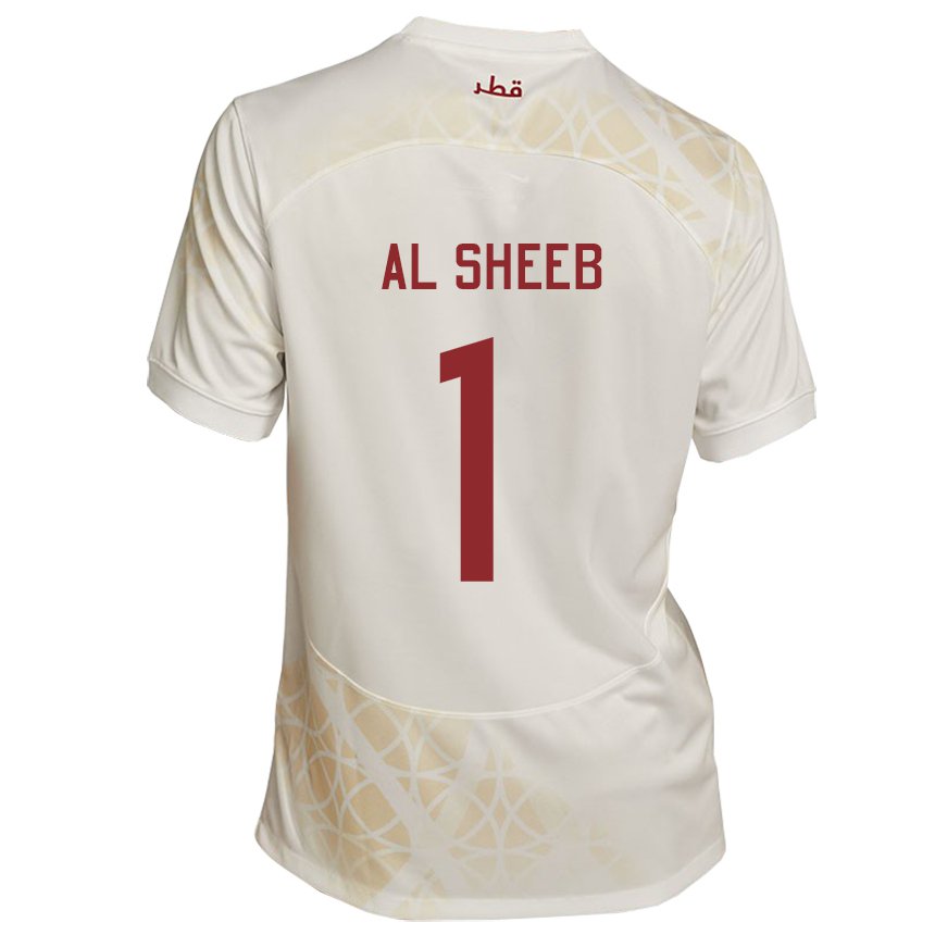 Enfant Maillot Qatar Saad Al Sheeb #1 Beige Doré Tenues Extérieur 22-24 T-shirt Suisse