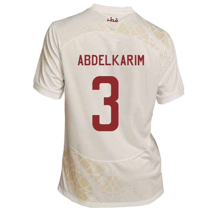 Enfant Maillot Qatar Abdelkarim Hassan #3 Beige Doré Tenues Extérieur 22-24 T-shirt Suisse