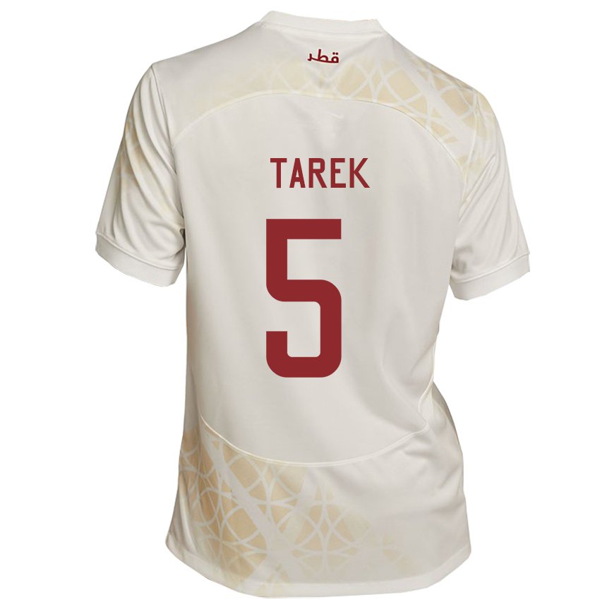 Enfant Maillot Qatar Tarek Salman #5 Beige Doré Tenues Extérieur 22-24 T-shirt Suisse