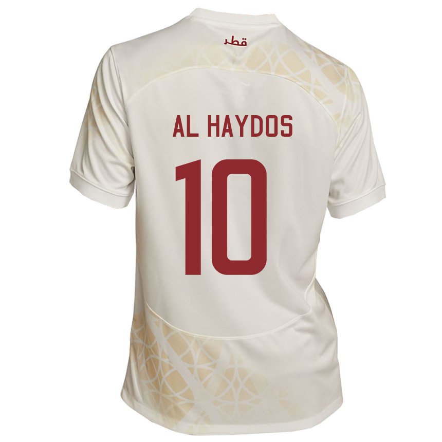 Enfant Maillot Qatar Hasan Al Haydos #10 Beige Doré Tenues Extérieur 22-24 T-shirt Suisse