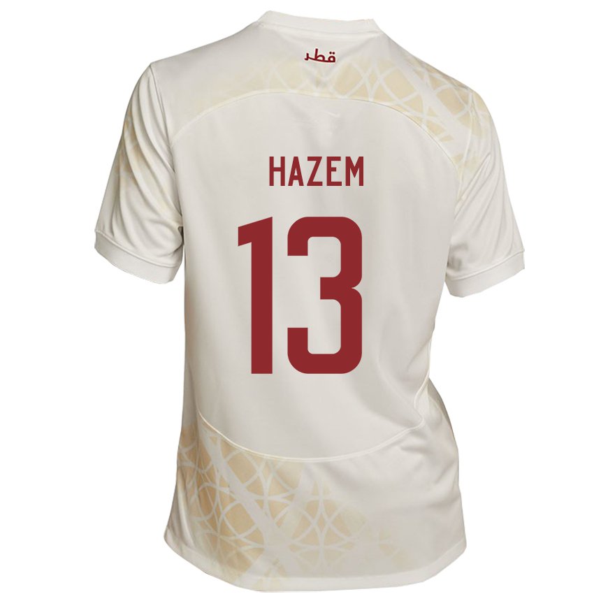 Enfant Maillot Qatar Hazem Shehata #13 Beige Doré Tenues Extérieur 22-24 T-shirt Suisse