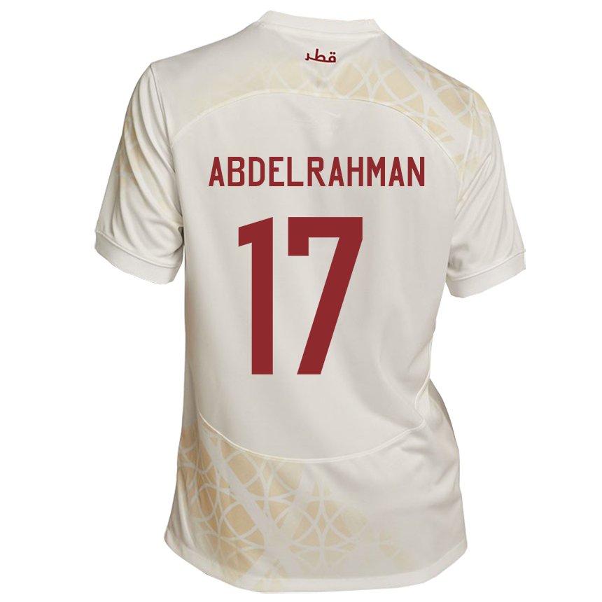 Kinder Katarische Abdelrahman Fahmi Moustafa #17 Goldbeige Auswärtstrikot Trikot 22-24 T-shirt Schweiz
