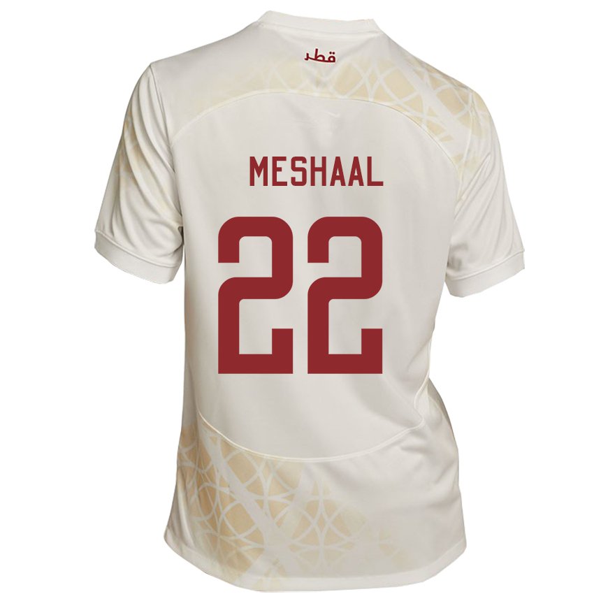 Enfant Maillot Qatar Meshaal Barsham #22 Beige Doré Tenues Extérieur 22-24 T-shirt Suisse