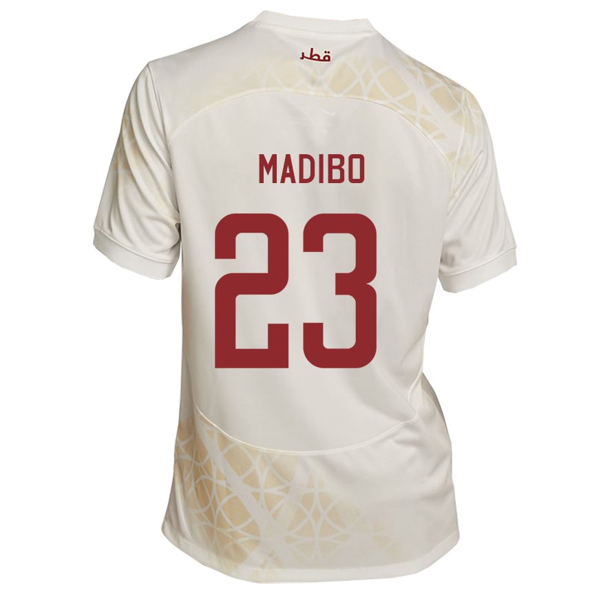 Kinder Katarische Assim Madibo #23 Goldbeige Auswärtstrikot Trikot 22-24 T-shirt Schweiz