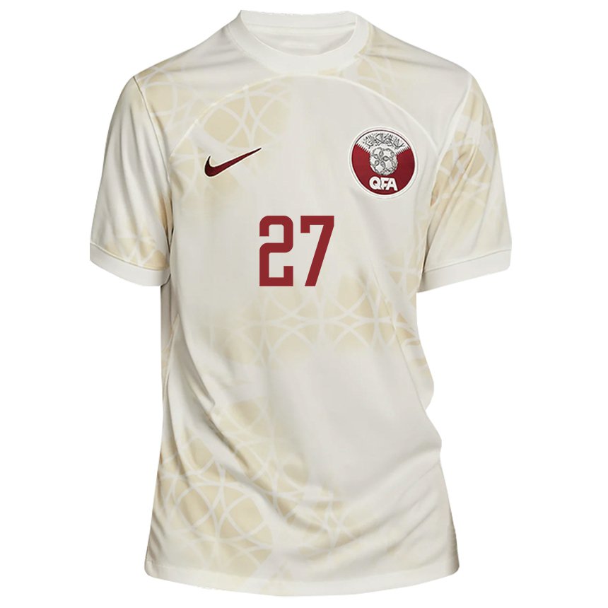 Enfant Maillot Qatar Ahmed Suhail #27 Beige Doré Tenues Extérieur 22-24 T-shirt Suisse