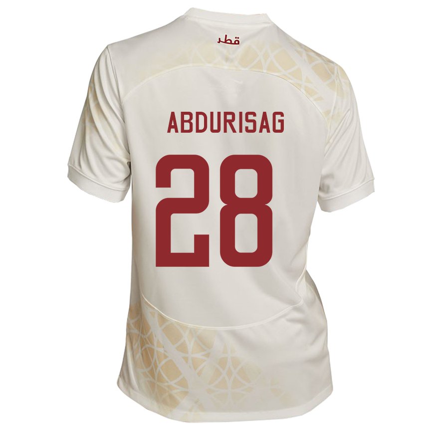 Enfant Maillot Qatar Yusuf Abdurisag #28 Beige Doré Tenues Extérieur 22-24 T-shirt Suisse