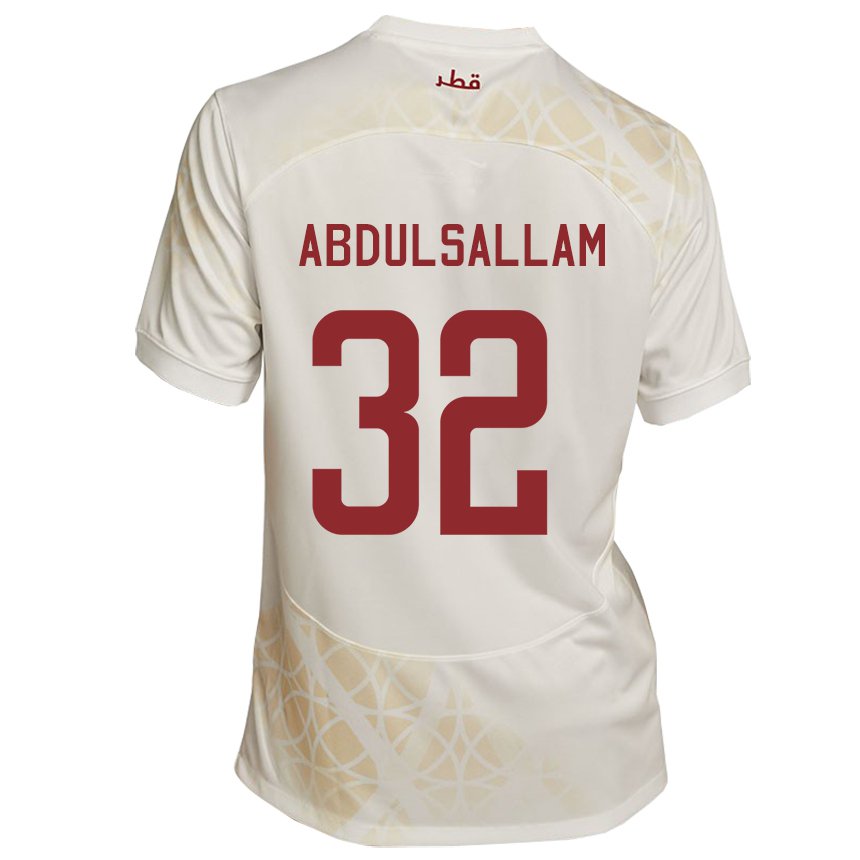 Enfant Maillot Qatar Jassem Gaber Abdulsallam #32 Beige Doré Tenues Extérieur 22-24 T-shirt Suisse