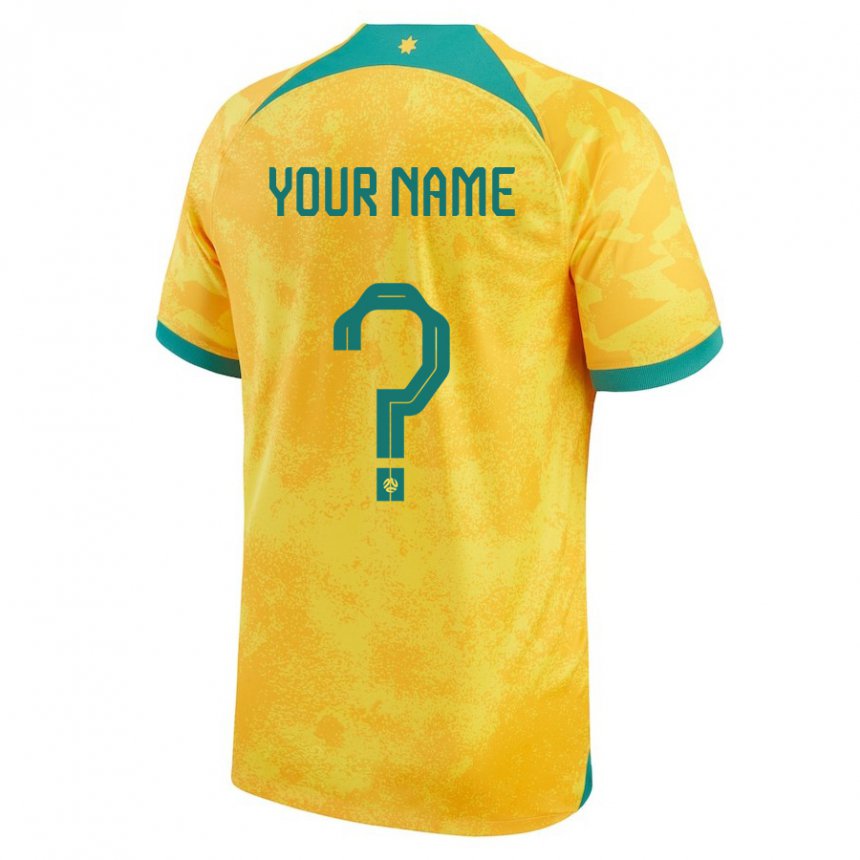 Homme Maillot Australie Votre Nom #0 Doré Tenues Domicile 22-24 T-shirt Suisse