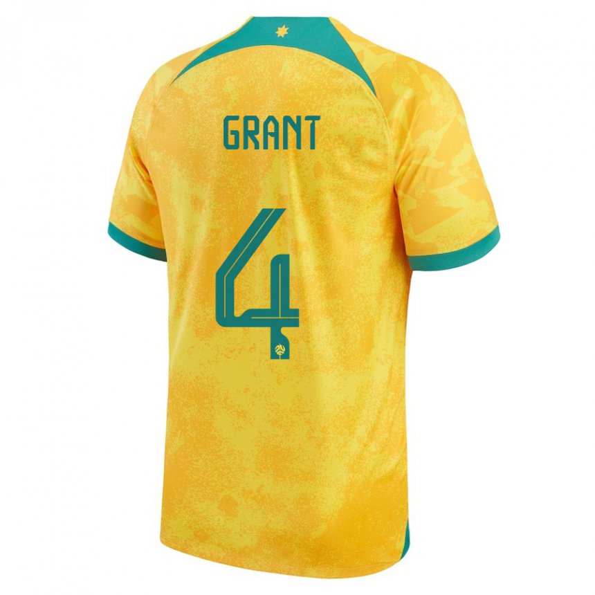 Homme Maillot Australie Rhyan Grant #4 Doré Tenues Domicile 22-24 T-shirt Suisse