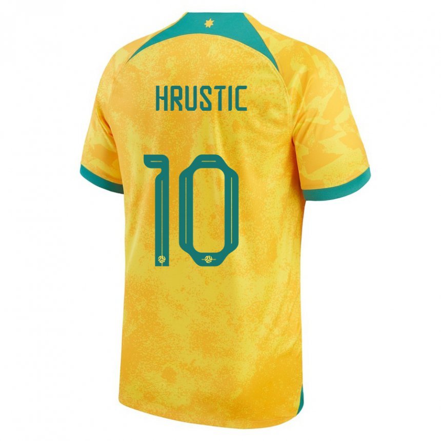 Herren Australische Ajdin Hrustic #10 Gold Heimtrikot Trikot 22-24 T-shirt Schweiz