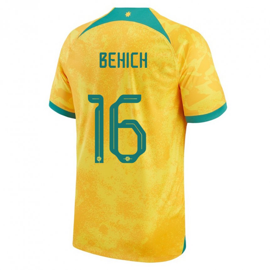 Herren Australische Aziz Behich #16 Gold Heimtrikot Trikot 22-24 T-shirt Schweiz