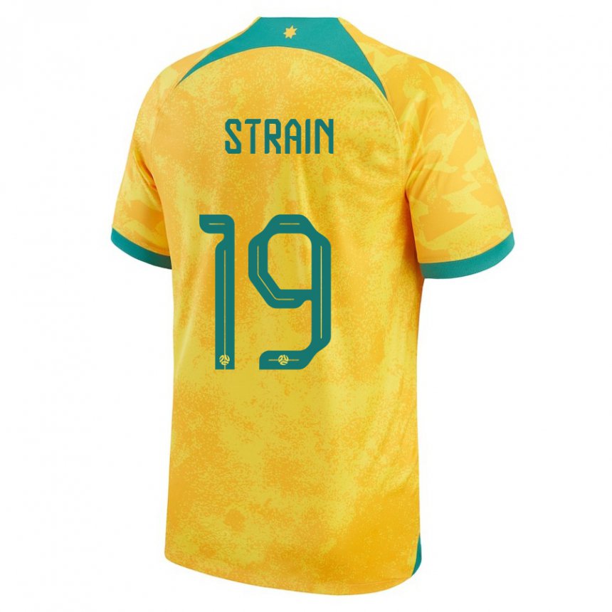 Herren Australische Ryan Strain #19 Gold Heimtrikot Trikot 22-24 T-shirt Schweiz