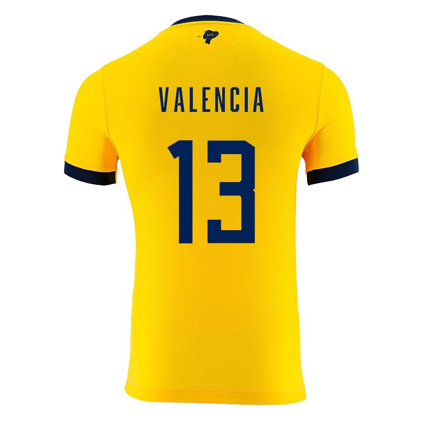 Homme Maillot Équateur Enner Valencia #13 Jaune Tenues Domicile 22-24 T-shirt Suisse