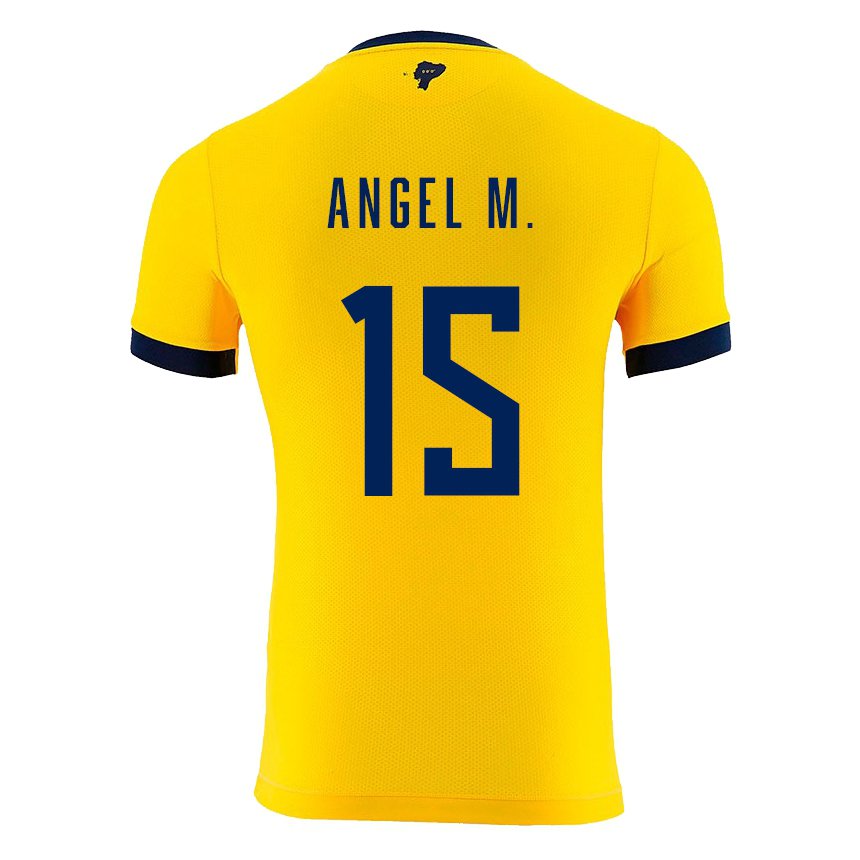 Homme Maillot Équateur Angel Mena #15 Jaune Tenues Domicile 22-24 T-shirt Suisse