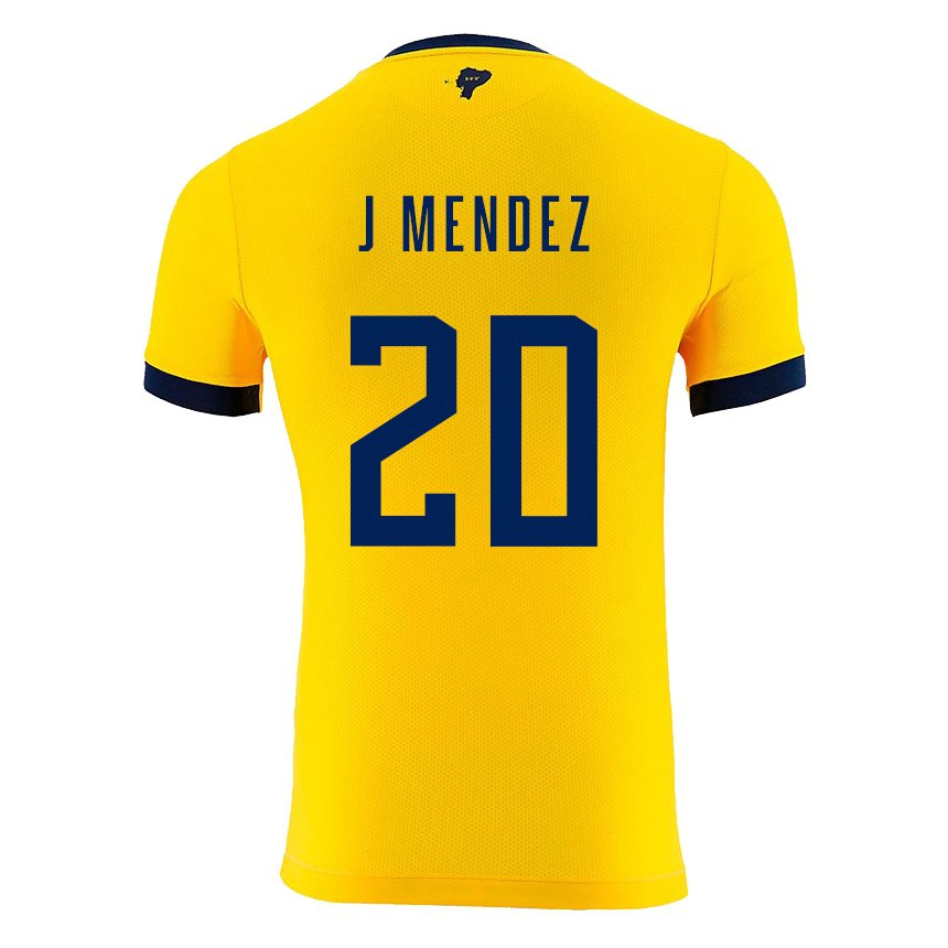 Homme Maillot Équateur Jhegson Mendez #20 Jaune Tenues Domicile 22-24 T-shirt Suisse