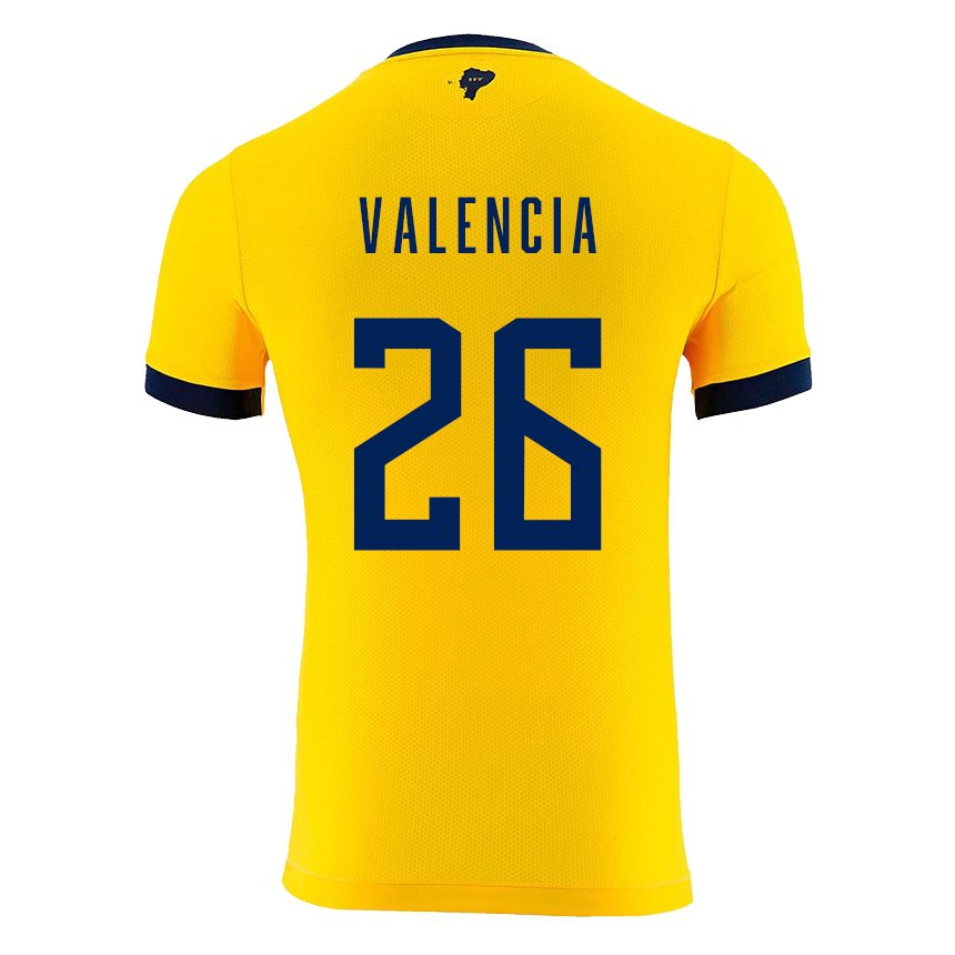 Homme Maillot Équateur Anthony Valencia #26 Jaune Tenues Domicile 22-24 T-shirt Suisse