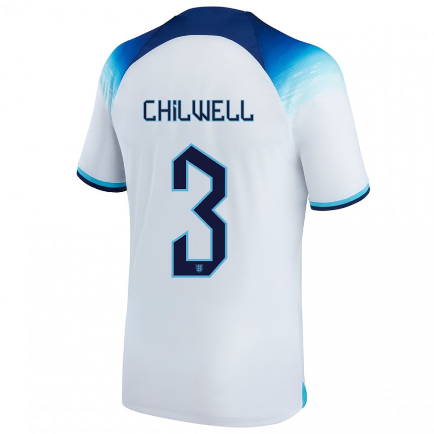 Homme Maillot Angleterre Ben Chilwell #3 Blanc Bleu Tenues Domicile 22-24 T-shirt Suisse
