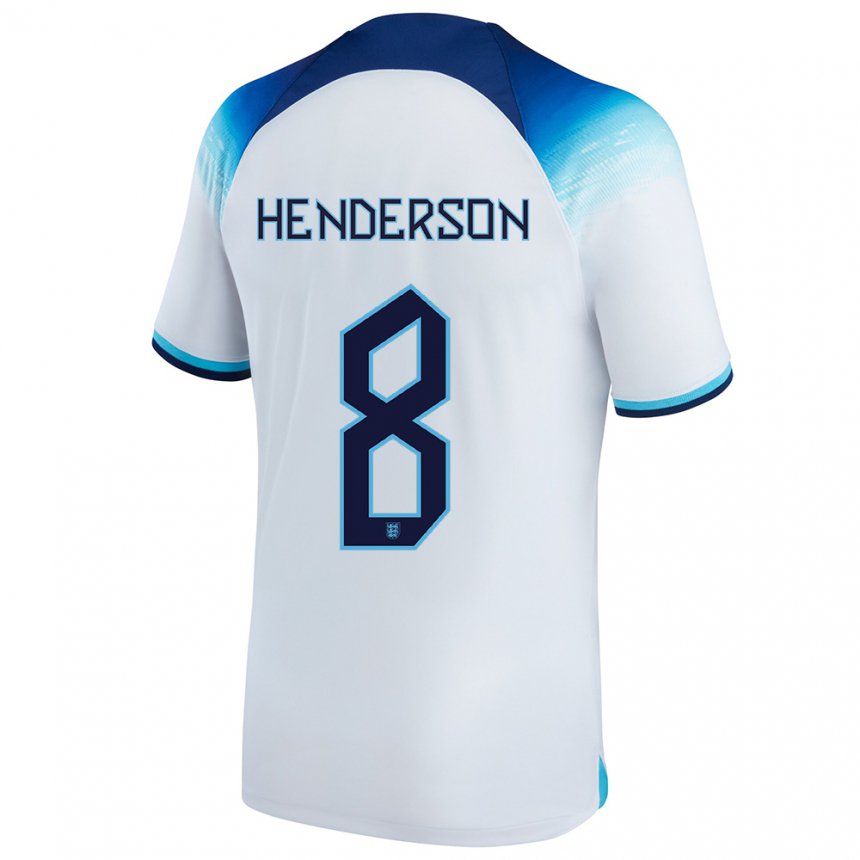 Homme Maillot Angleterre Jordan Henderson #8 Blanc Bleu Tenues Domicile 22-24 T-shirt Suisse