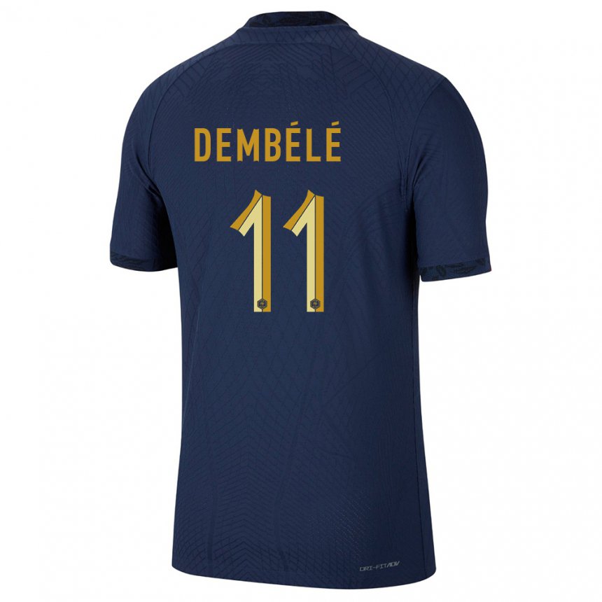 Homme Maillot France Ousmane Dembele #11 Bleu Marine Tenues Domicile 22-24 T-shirt Suisse