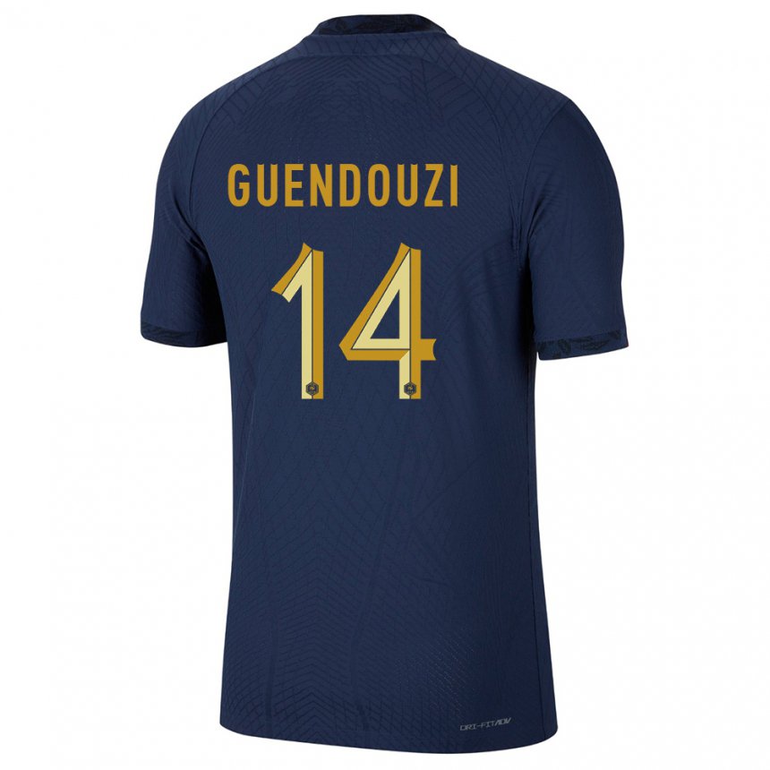 Homme Maillot France Matteo Guendouzi #14 Bleu Marine Tenues Domicile 22-24 T-shirt Suisse