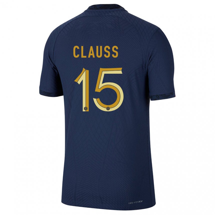 Homme Maillot France Jonathan Clauss #15 Bleu Marine Tenues Domicile 22-24 T-shirt Suisse