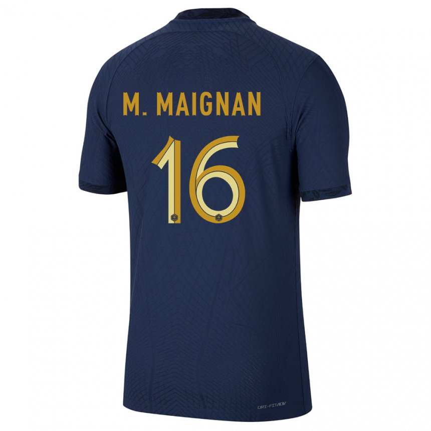 Homme Maillot France Mike Maignan #16 Bleu Marine Tenues Domicile 22-24 T-shirt Suisse