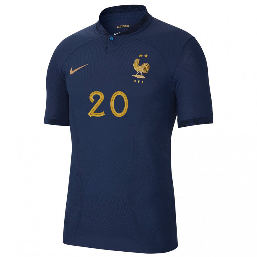 Homme Maillot France Randal Kolo Muani #20 Bleu Marine Tenues Domicile 22-24 T-shirt Suisse