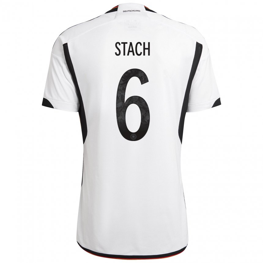 Homme Maillot Allemagne Anton Stach #6 Blanc Noir Tenues Domicile 22-24 T-shirt Suisse