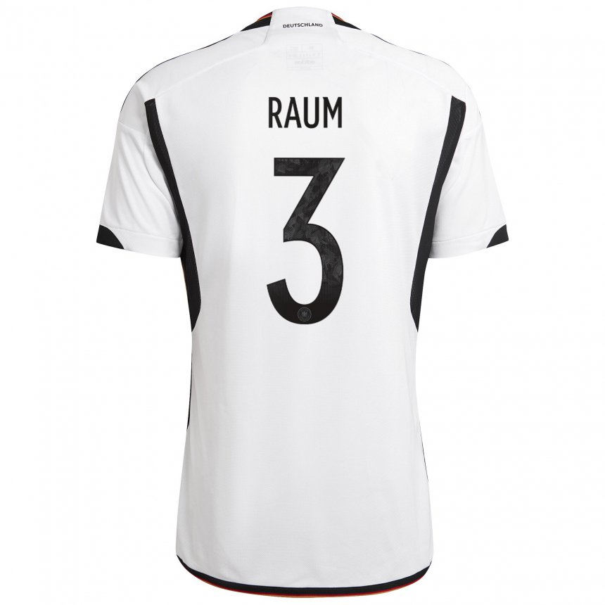 Homme Maillot Allemagne David Raum #3 Blanc Noir Tenues Domicile 22-24 T-shirt Suisse