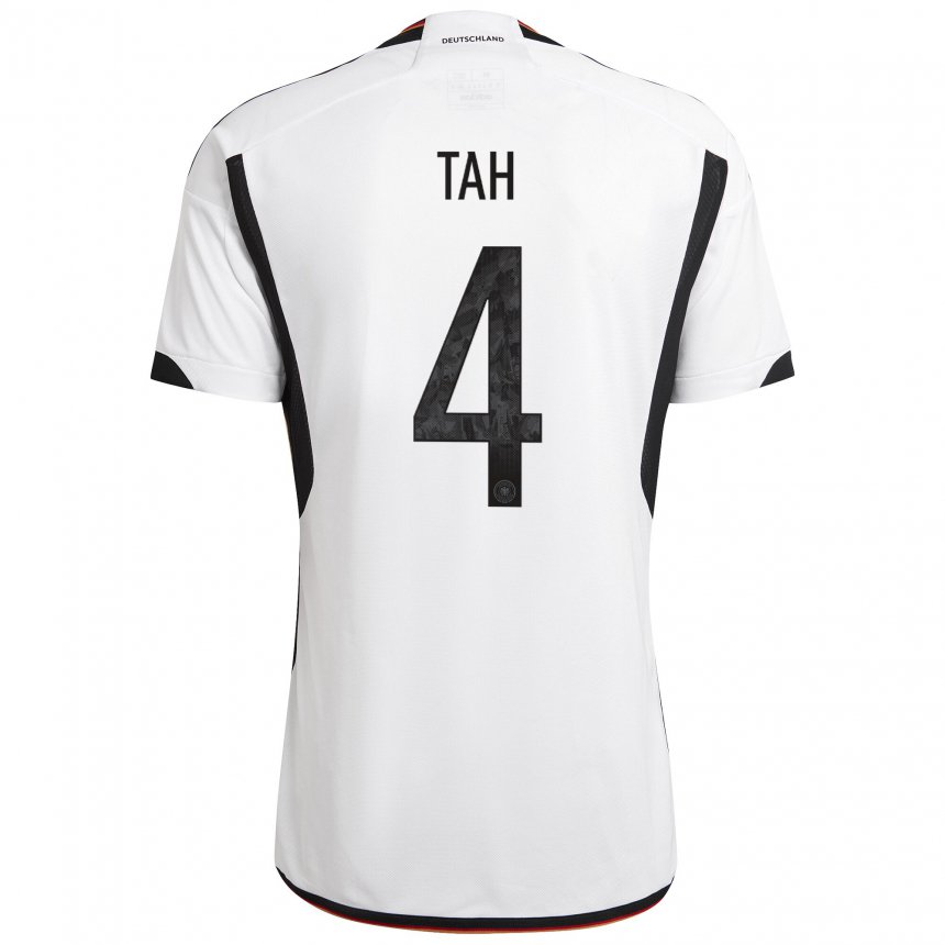 Homme Maillot Allemagne Jonathan Tah #4 Blanc Noir Tenues Domicile 22-24 T-shirt Suisse