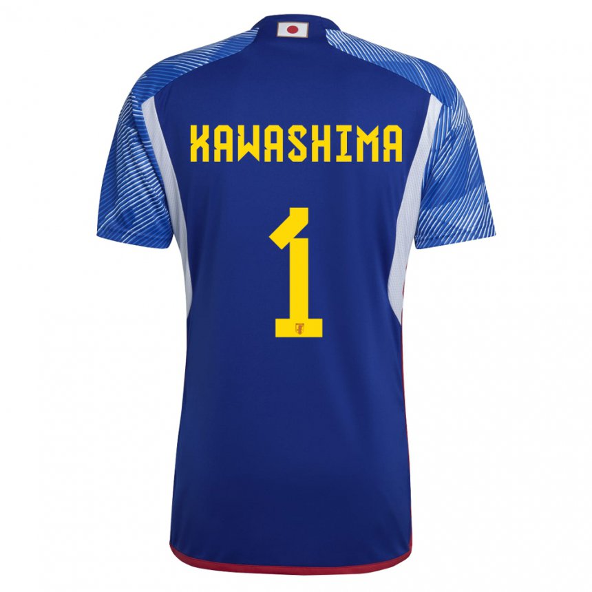 Homme Maillot Japon Eiji Kawashima #1 Bleu Royal Tenues Domicile 22-24 T-shirt Suisse
